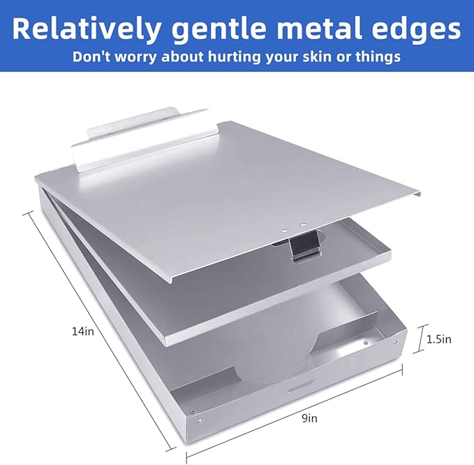Sunnyclip Metal Clipboard with Storage, Aluminum Three-Tier Box Clipboards - Image 7