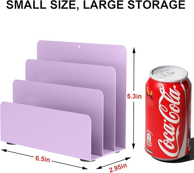 OUTIOE Mail Organizer Countertop, Small Desk File Organizer, Metal File Holder - Image 3