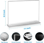 EHWINE 6 Pack Acrylic Sign Holder 8.5 x 11 Horizontal, Double-Sided Stand up - Image 3