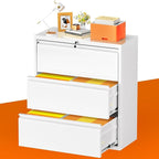 INTERGREAT 3-Drawer White Lateral File Cabinet, Locking Metal Lateral Filing - Image 3