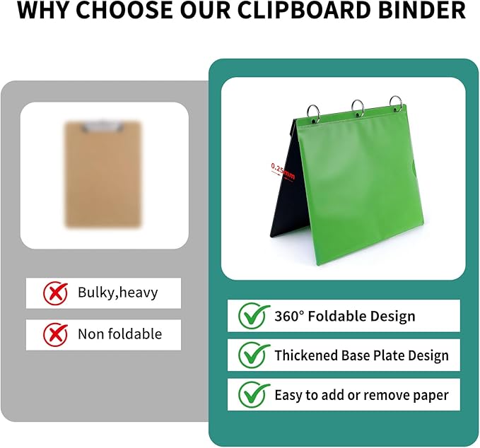 Tashkummy 360° Pivotable 3 Ring Clipboard Binder, Foldable Binders 1 Inch Fits - Image 7