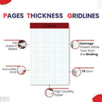 Grid Paper Pad 5x8 Inches, Graph Paper Pad 4x4, Grid Notepad, 1 Pack, 5x8 Graph - Image 4