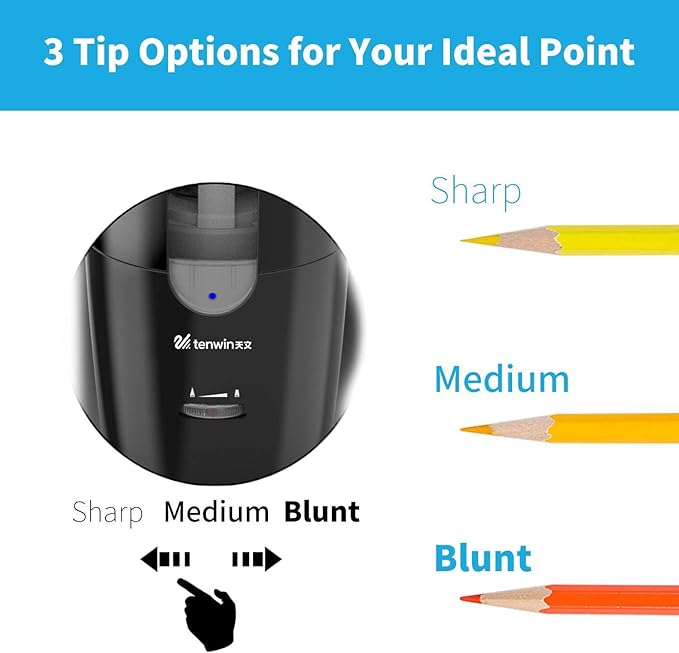 tenwin Chargeable Electric Pencil Sharpener, Heavy Duty Adjustable Art - Image 3