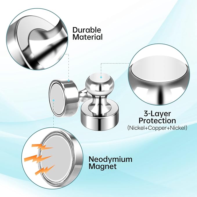 Pack of 16 Silver Refrigerator Magnets Strong Fridge Magnets - Image 4