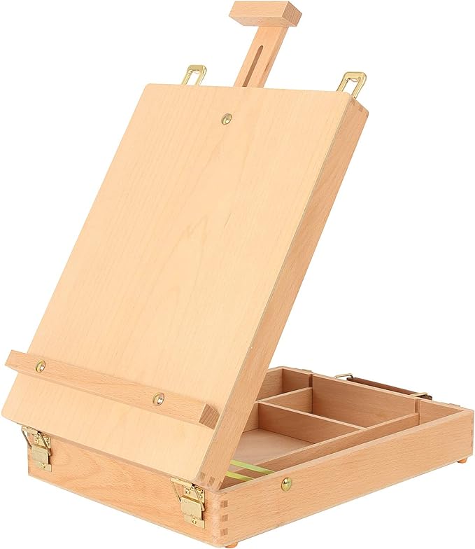 Art Supplies Box Easel Sketchbox Painting Storage Box, Adjust Wood Tabletop by Kuyal