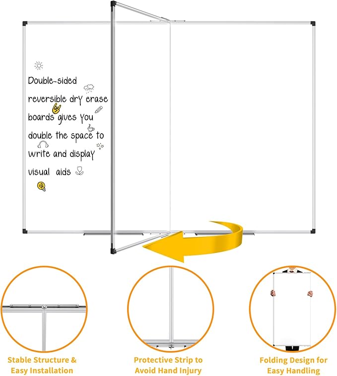 XBoard Magnetic Whiteboard 72 x 48 Inch | Giant Foldable Dry Erase White Board - Image 5