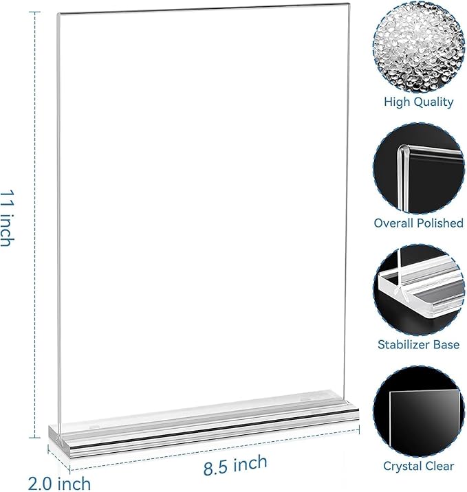 EHWINE Acrylic Sign Holder 8.5 x 11, 10 Pack Double-Sided Stand up Table Top - Image 4