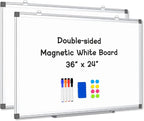 AMUSIGHT 2 Pack Double-Sided Magnetic Whiteboard, Aluminum Frame White Board by AMUSIGHT