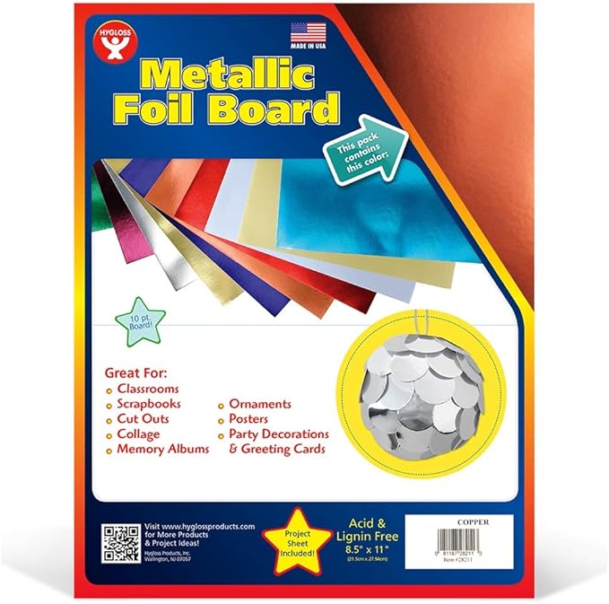 Hygloss Metallic Cardstock Sheets – 100 Shiny Red Copper Sheets, 8.5” x 11” - Image 2