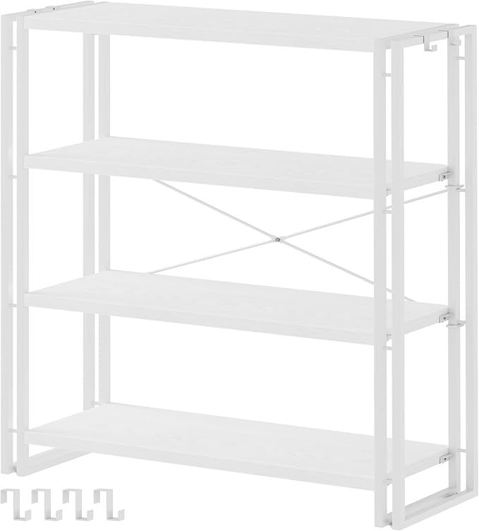 HCHQHS Bookshelf, 4-Tier Industrial Bookcase, Freestanding Tall Bookshelves by HCHQHS