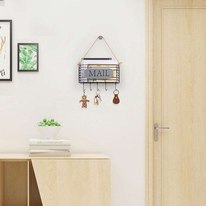 SRIWATANA Mail Holder Wall Mount, Mail Organizer Key Holder - Image 6