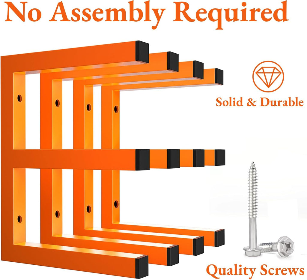 moomsine lumber storage rack wall mounted, 6-level holds, close-up detail