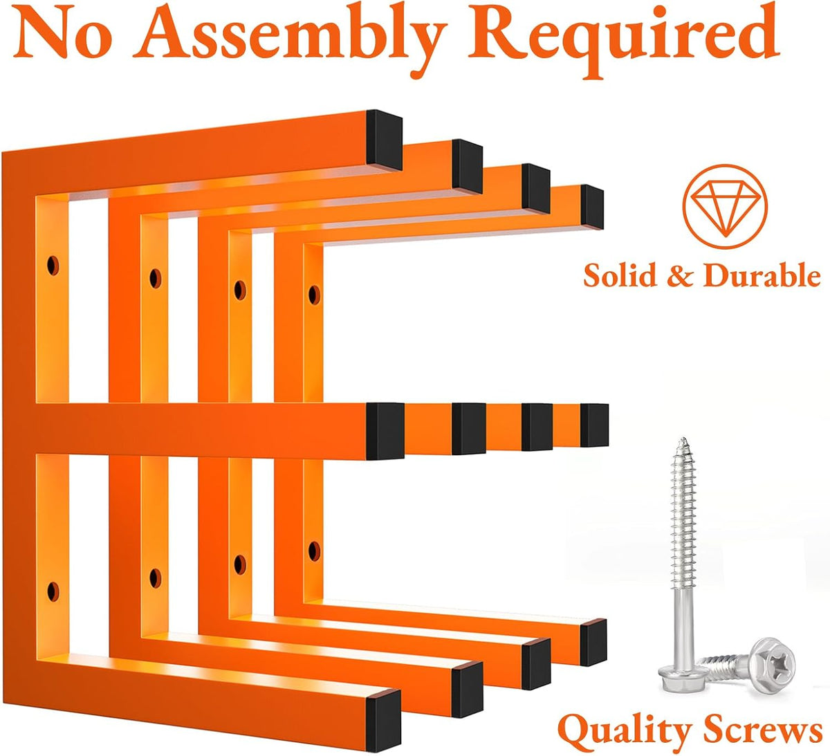 moomsine lumber storage rack wall mounted, 6-level holds, close-up detail