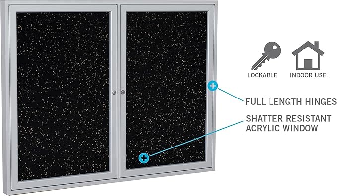 Ghent 48" x 60" 2-Door indoor Enclosed Recycled Rubber Bulletin Board, Shatter - Image 5