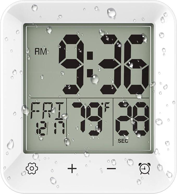 Wisoee Digital Shower Clock Waterproof, Bathroom Wall Clock Timer by Wisoee