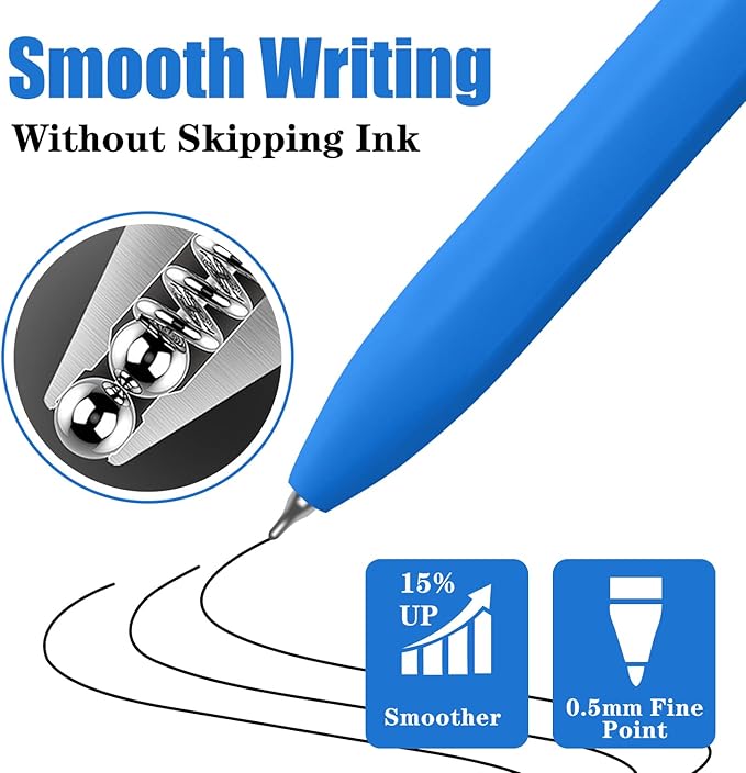Piochoo Pens, 0.5mm Black Ink Gel Pens, Quick Dry No Smudge, Smooth Writing - Image 6