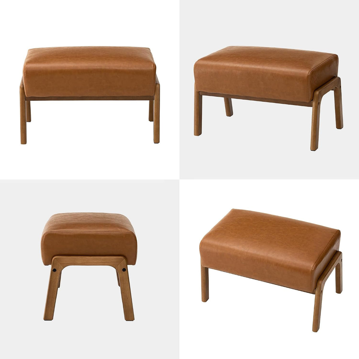 Glitzhome 15.5"(H) Footrest Stool, Leatherette Ottoman, Accent Padded So...