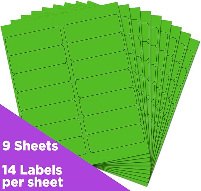 JAM Paper Shipping Address Labels, Rectangular, 1 1/3 x 4, Neon Green - Image 2