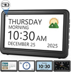 Clock with Day and Date for Elderly Battery Operated, Rechargeable Digital by Roxicosly