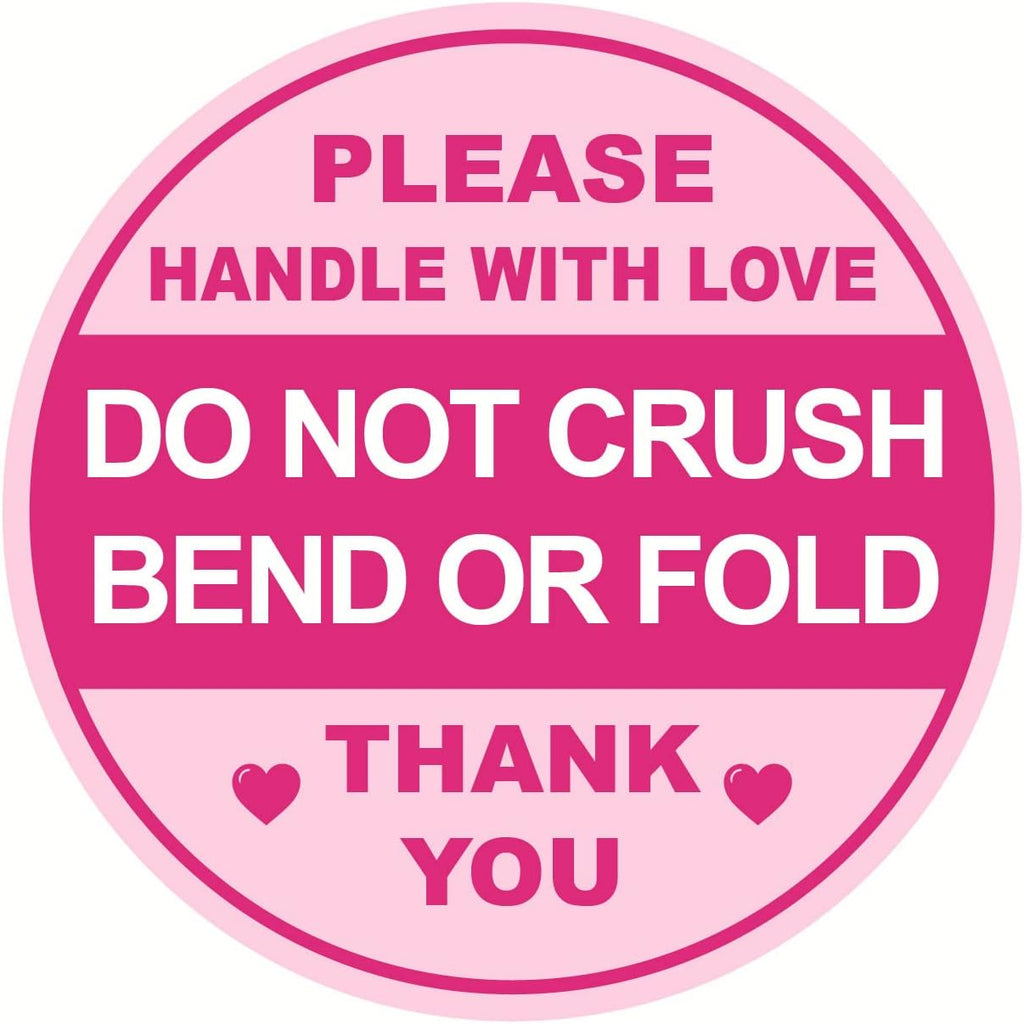 2inch 300pcs Pink Do Not Crush Bend or Fold Shipping Sticker for Envelops