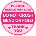 2inch 300pcs Pink Do Not Crush Bend or Fold Shipping Sticker for Envelops