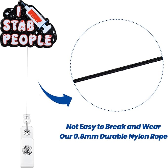 I Stab People Funny Nurse Badge Reel, Retractable ID Card Phlebotomist Badge - Image 5