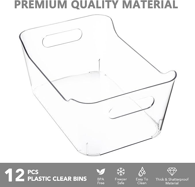 Tiawudi 12 Pack Plastic Storage Bins, Pantry Organizer, Shelf and Fridge - Image 5