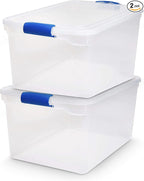 HOMZ 2-Pack Latching Lid, Large Clear Plastic Storage Bins by Homz