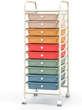 Giantex 10-Drawer Rolling Storage Cart w/Wheels, Removable Drawers, Mobile by Giantex