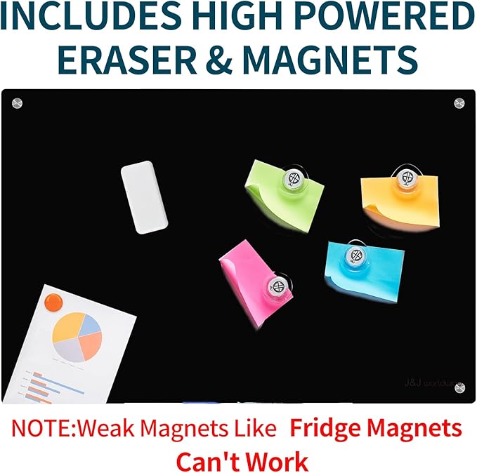 Magnetic Whiteboard, Tempered Glass White Board Frameless, Home School Supplies - Image 3