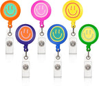 6Pcs Cute Badge Reel Set – Happy Face Retractable Badge Holder by Eunoir