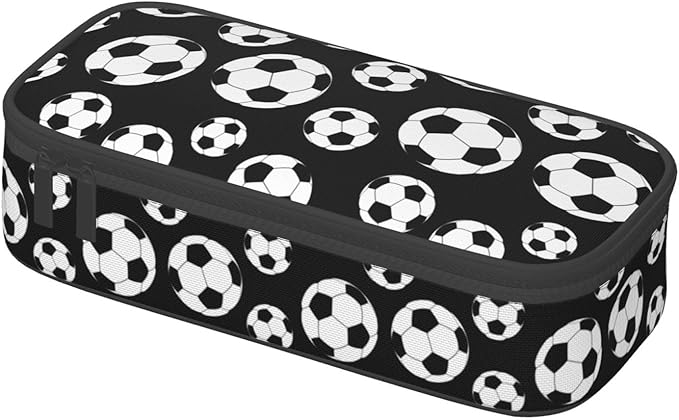 Black And White Soccer Ball Pencil Case Big Capacity Storage Pencil Pouch - Image 3