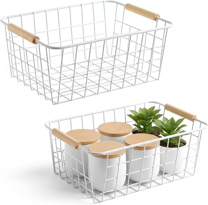 HDYOUDO Metal White Wire Basket, Food Storage Organizer by HDYOUDO