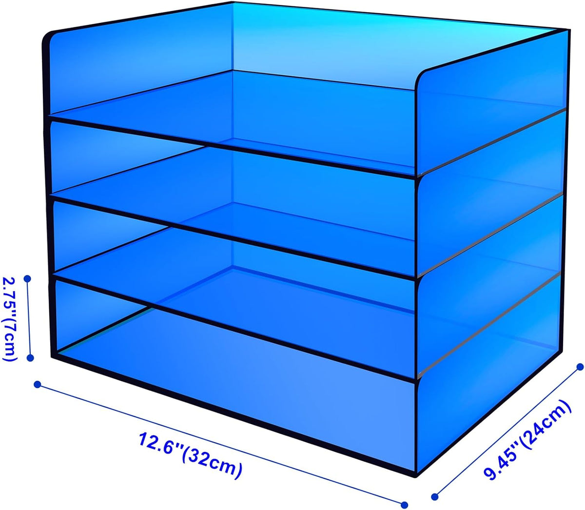 Gelite Acrylic File Organizer for Desk 4 Tiered Stackable Letter Tray Office ...