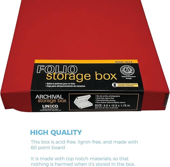 Lineco Folio Storage Box, Faux Leather Cover, Clamshell Design, 9.5x12.5x1.75 - Image 5