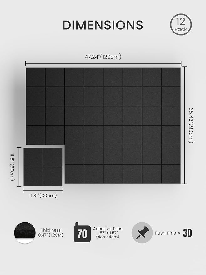 Bumusty Large Cork Board Alternative-47 x35 Felt Bulletin Board Tiles, - Image 2
