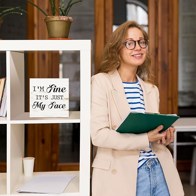 Funny Face Sign, I'm Fine It's Just My Face, Humorous Sarcastic Office Decor - Image 7