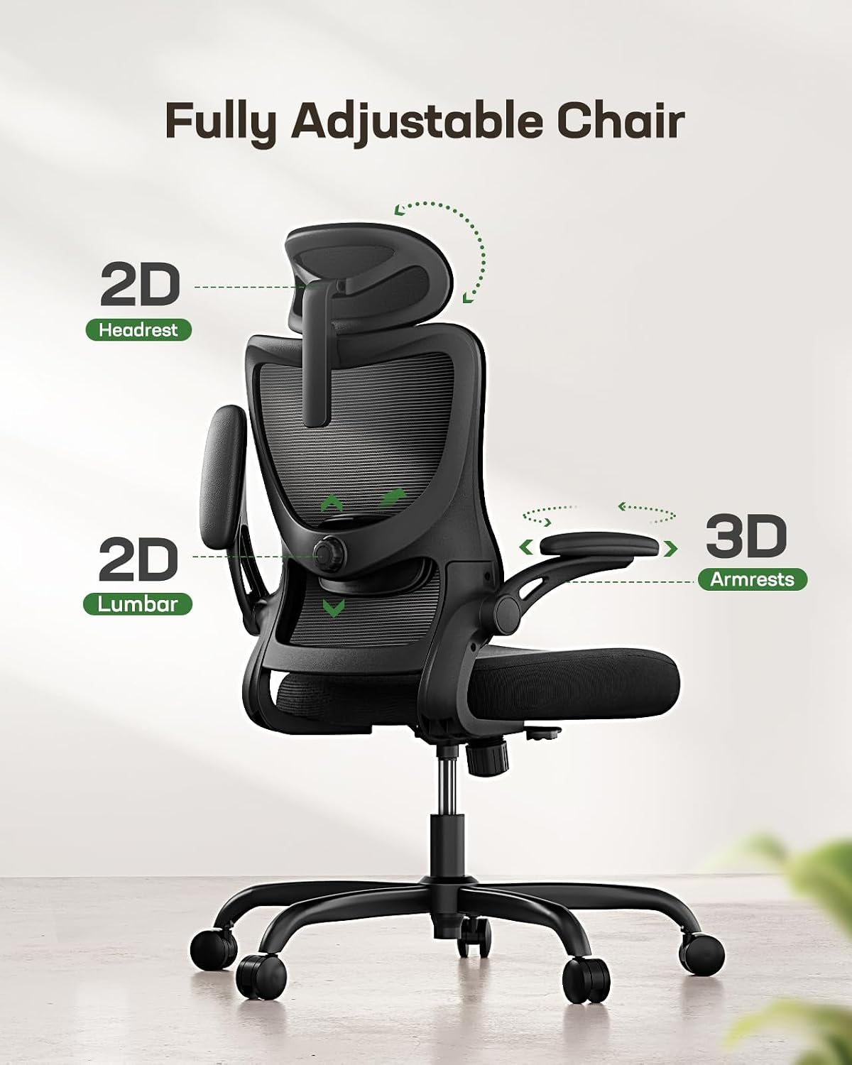 marsail ergonomic office chair: office desk chair with, close-up detail