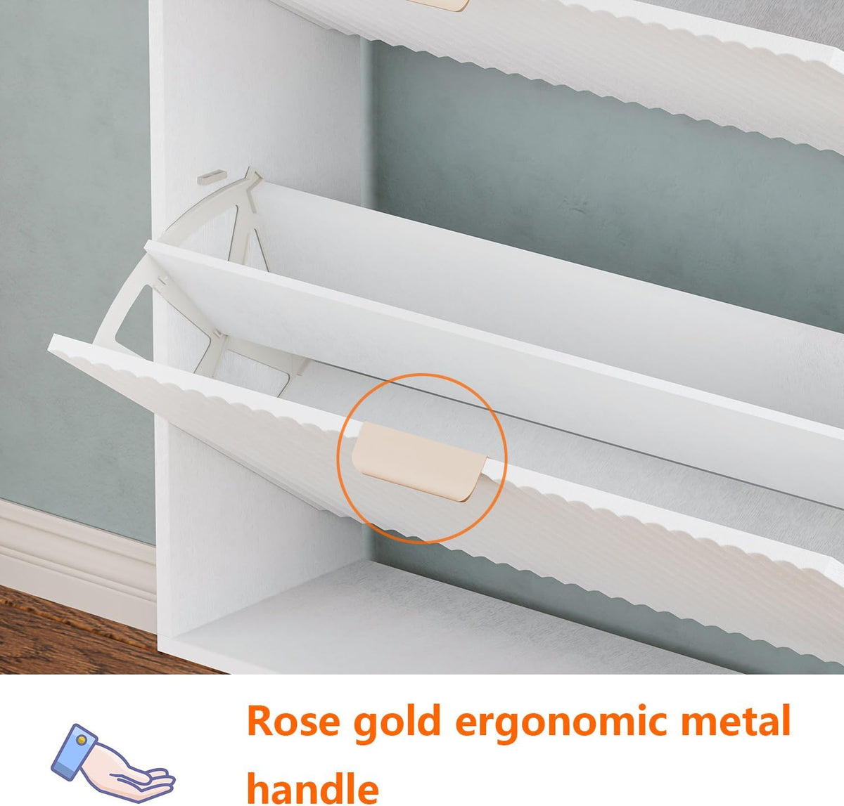 Shoe Cabinet Storage,Modern Freestanding Organizer with 2 Flip Drawers,Narrow...
