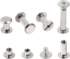 115 Sets Chicago Screws Kit for Leather Crafts, 304 Stainless Steel Binding Screws Rivet, 8 Sizes (M5x4/5/6/8/10/12/15/20mm) Binding Post with Tools (Silver)