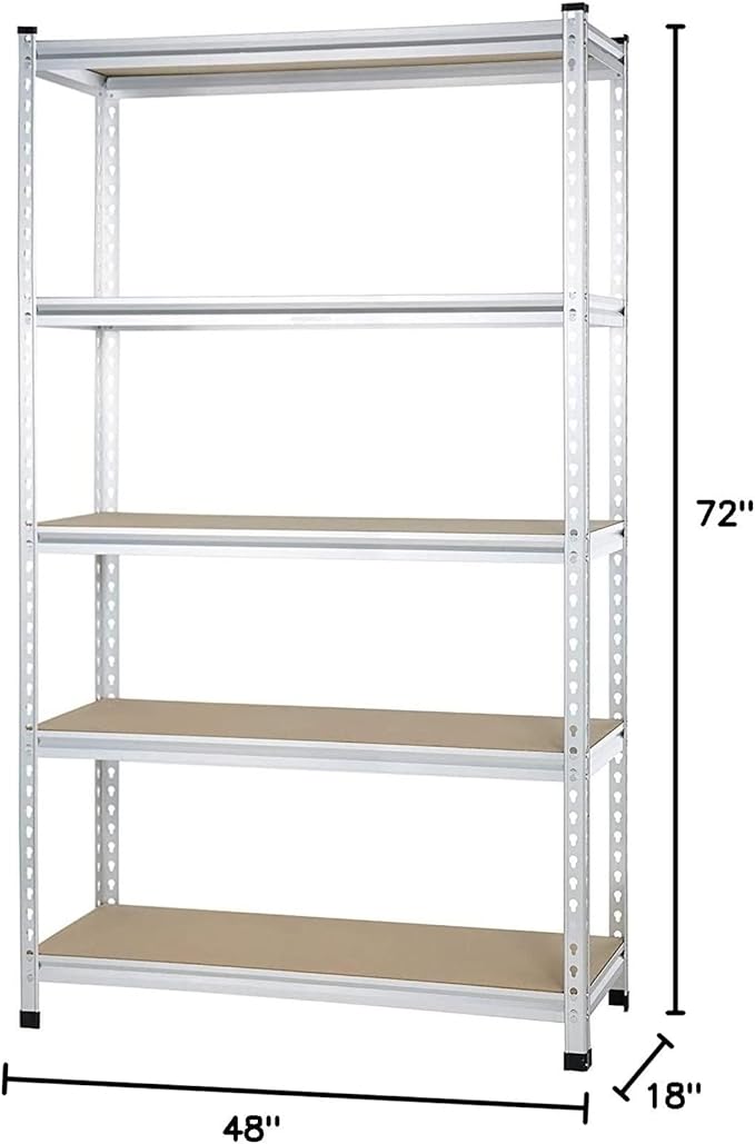 Amazon Basics 5 tier, Medium Duty Storage Shelving Double Post Press Board Shelf - Image 7