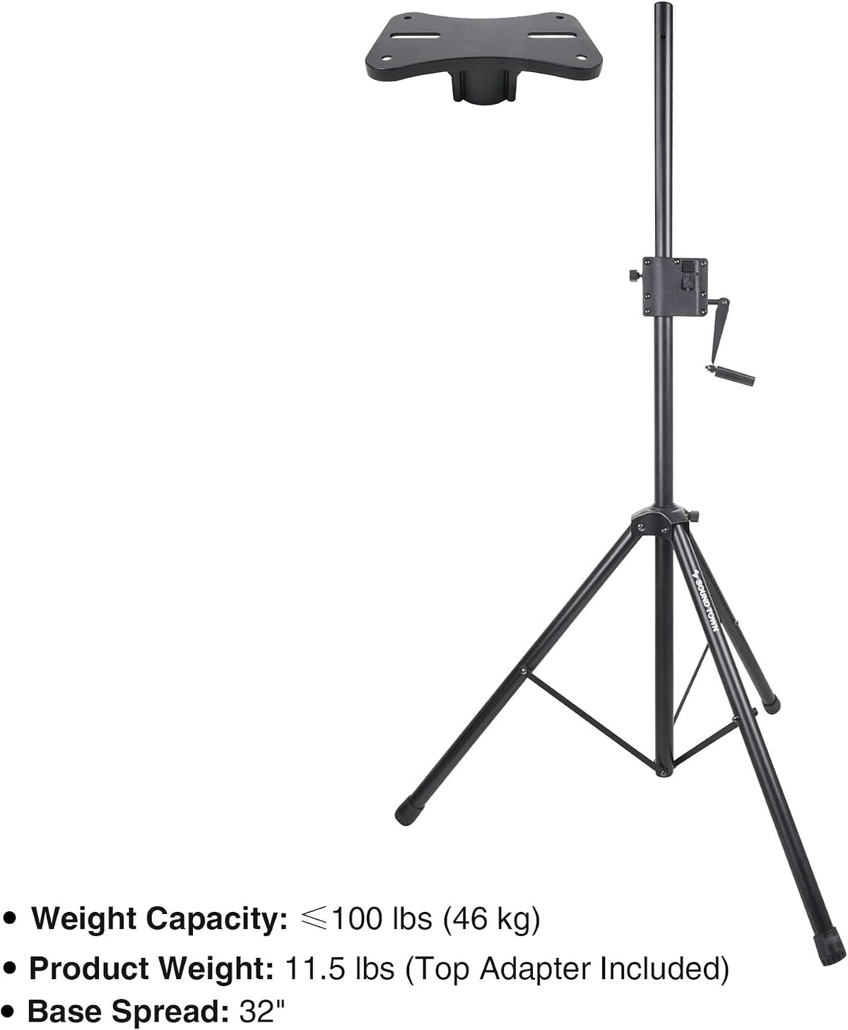 Sound Town 2-Pack Crank-Up Adjustable Height Tripod Speaker Stands (48"-...