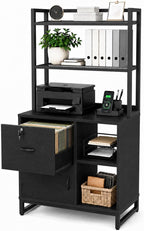 homieasy vertical filing cabinet with bookshelf for home, main product view