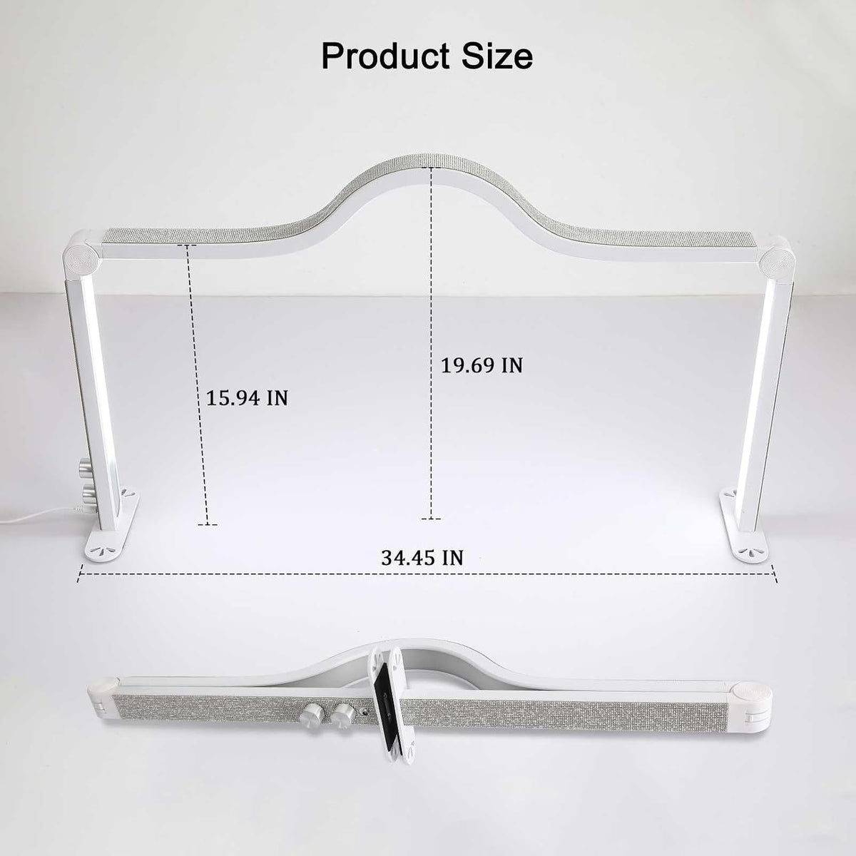 Half Moon Light for Nail Desk, 34.5In Foldable Square Nail Tech Lamp with Pho...