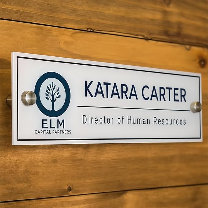 Personalized Office Door Sign, Custom Acrylic Name Plate by Unknown