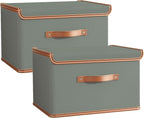 Tuza 2 Pack Storage Bins with Lids, Collapsible Closet Organizer Container by TidySpaceSoftlyStyled