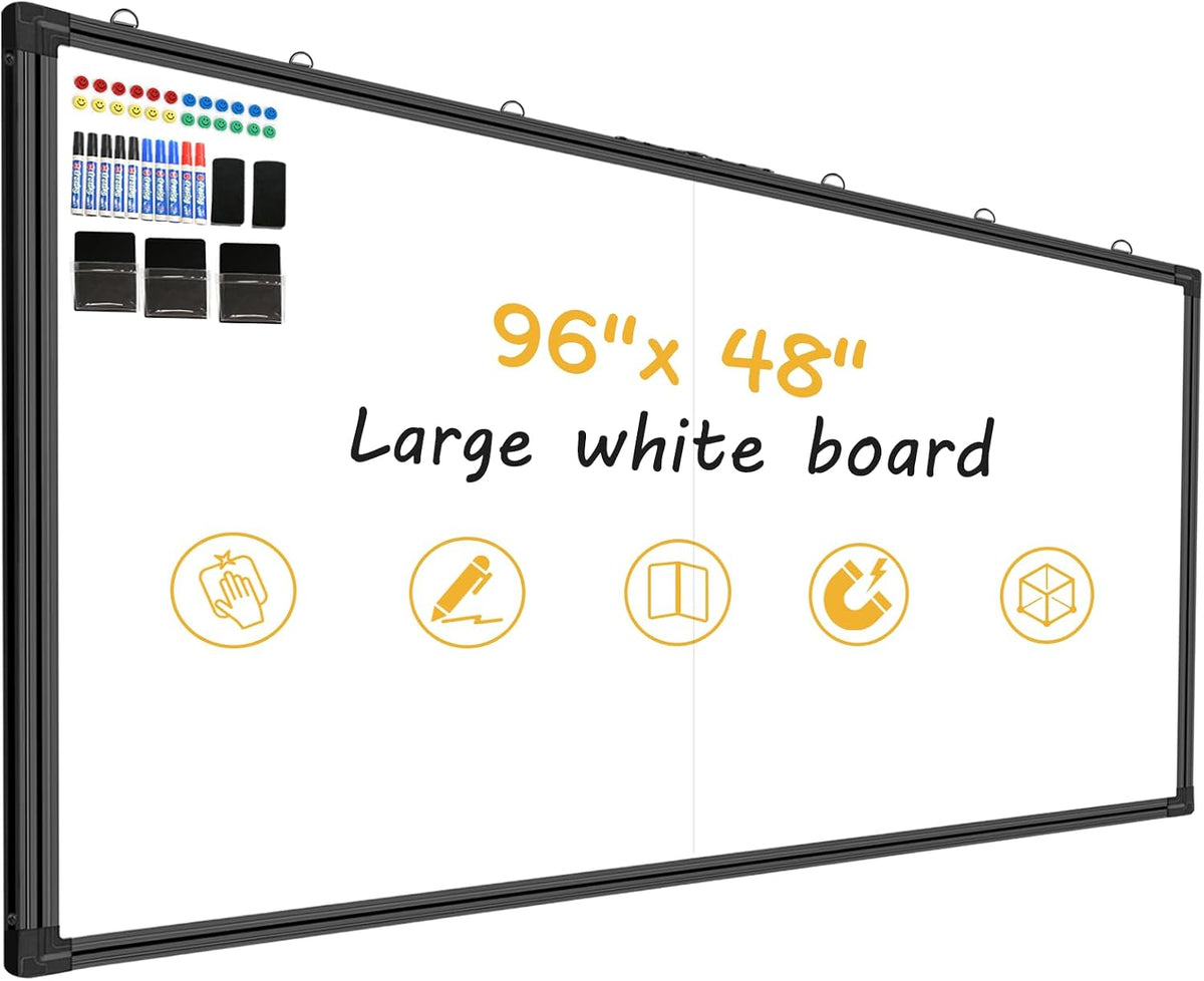 96"X48" Large Magnetic Whiteboard - 8x4 Feet Non-Reflective Coated ...