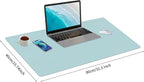 Bloss Light Blue Desk Mat, Large Mouse Pad, Leather Desk Blotter, Waterproof - Image 2