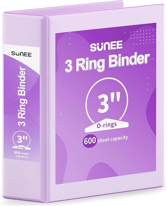 SUNEE 3 Ring Binder 3 Inch 1 Pack by SUNEE