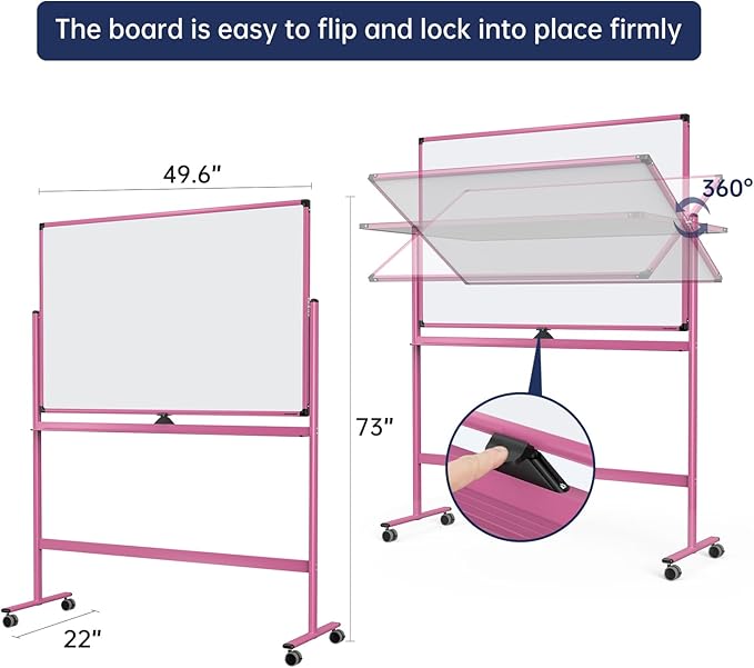 Large Dry-Erase Rolling Magnetic Whiteboard - Image 2